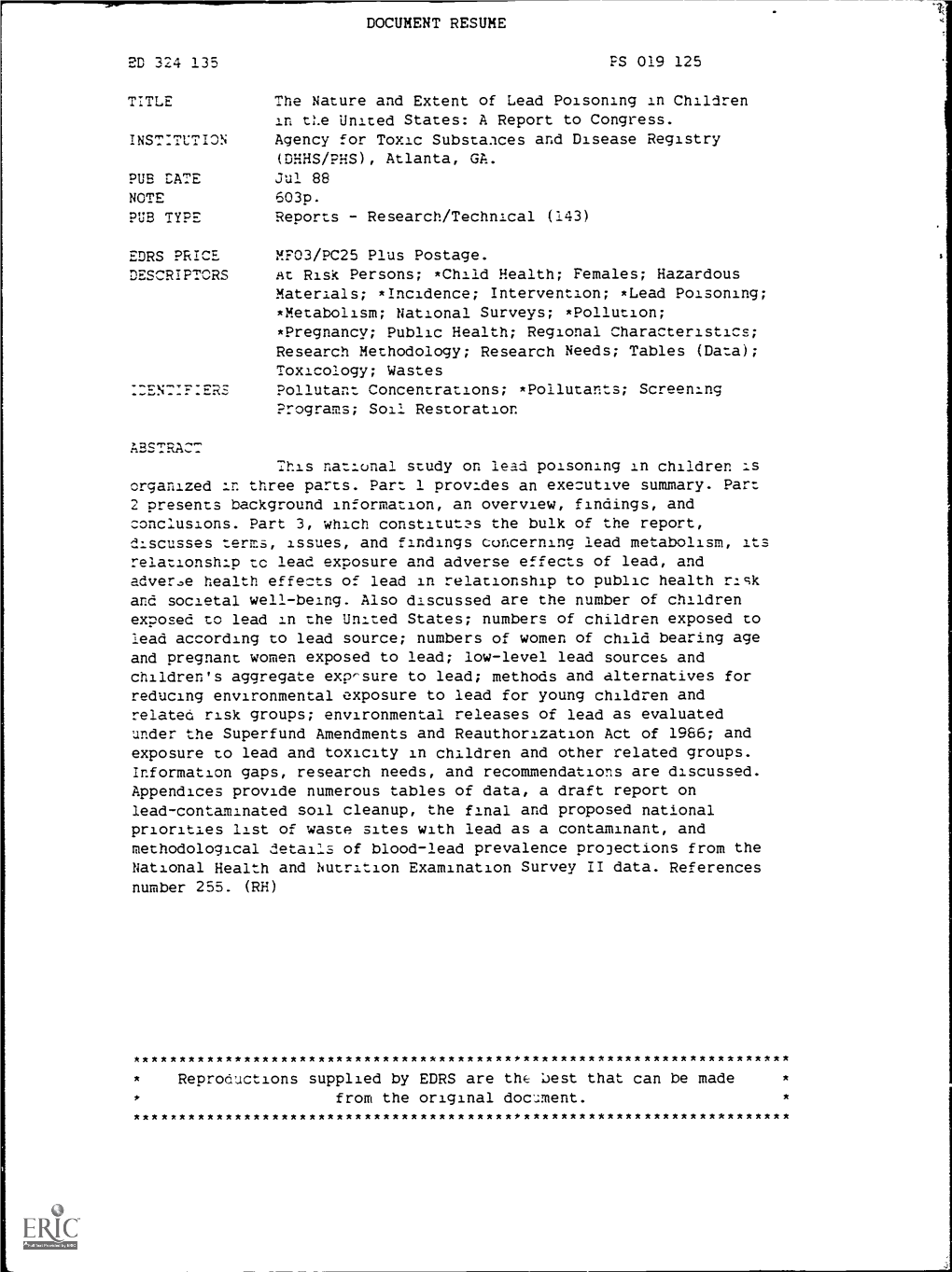 DOCUMENT RESUME PS 019 125 the Nature And