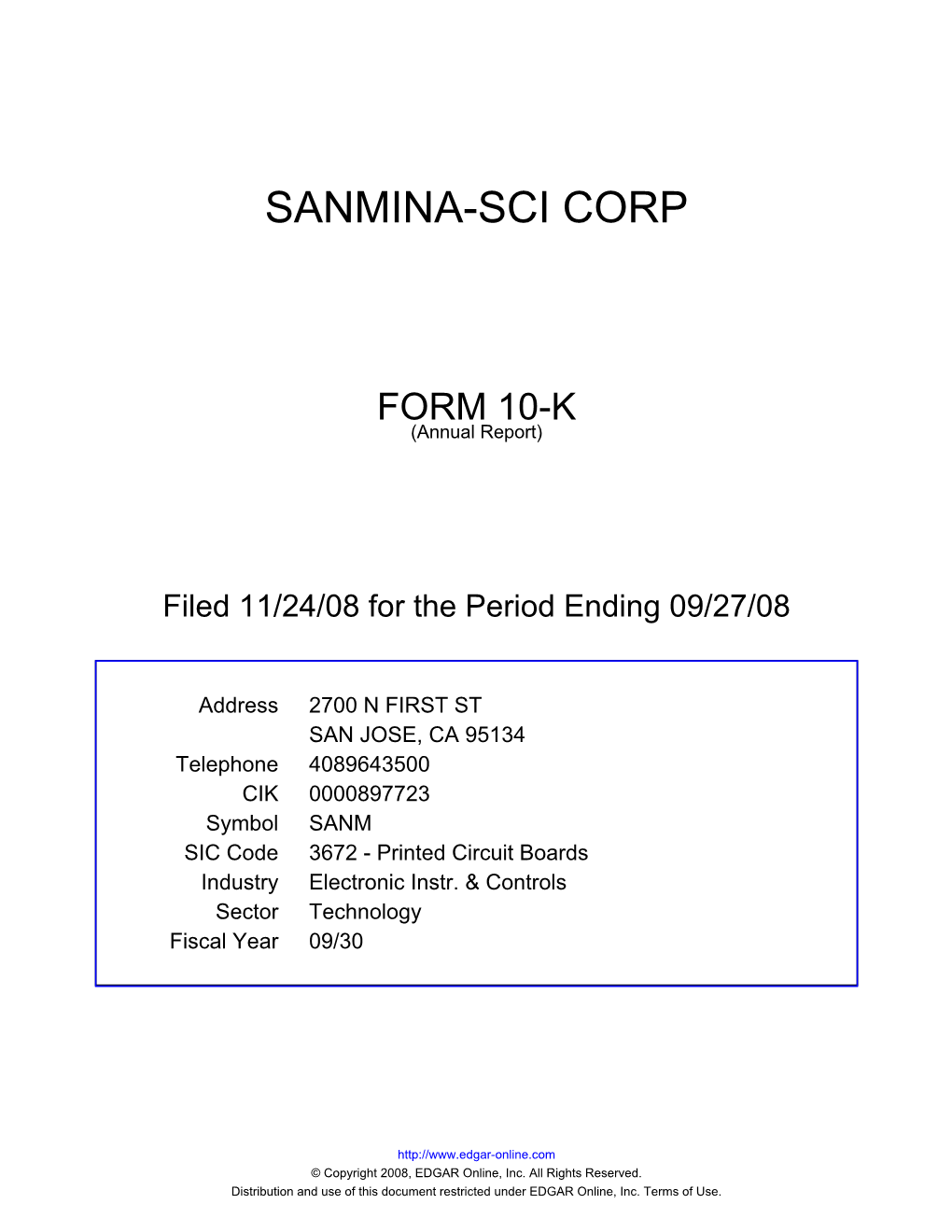 Sanmina-Sci Corp