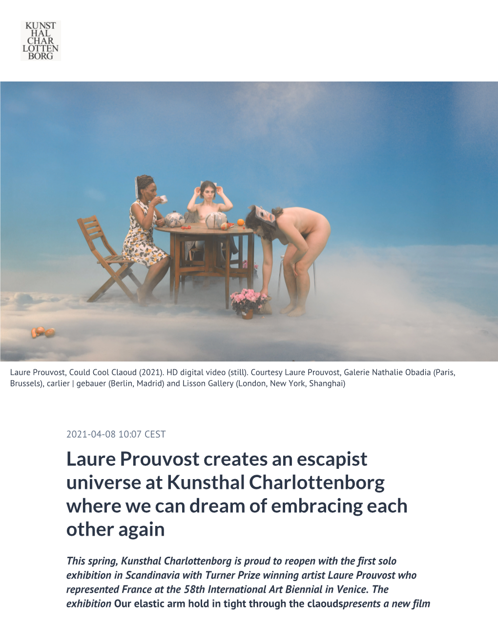 Press Release Laure Prouvost, Could Cool Claoud (2021)