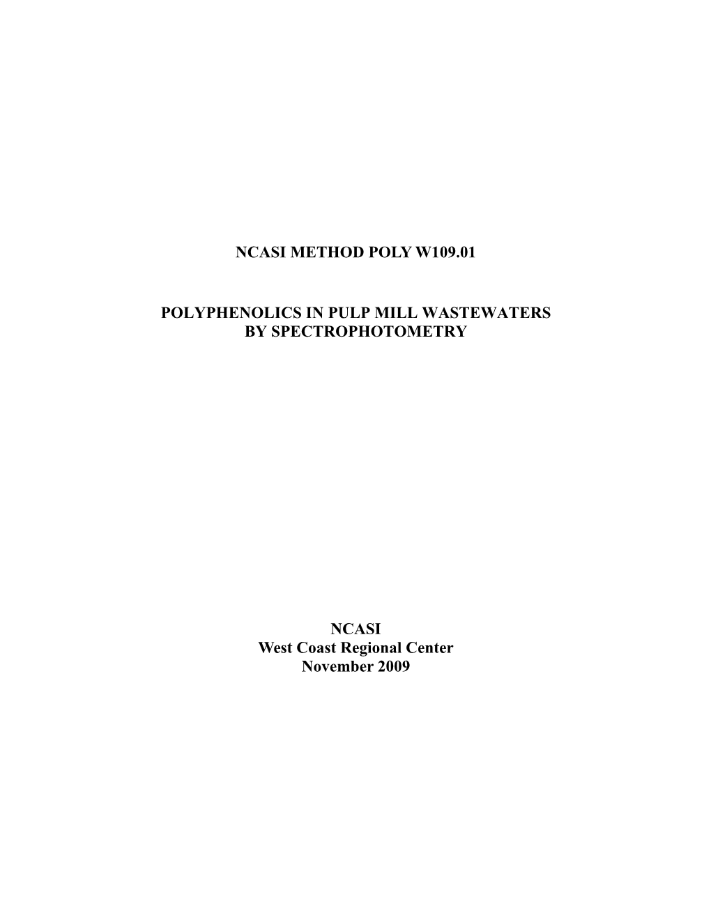 Poly-W109.01 Polyphenolics in Pulp Mill Wastewaters By