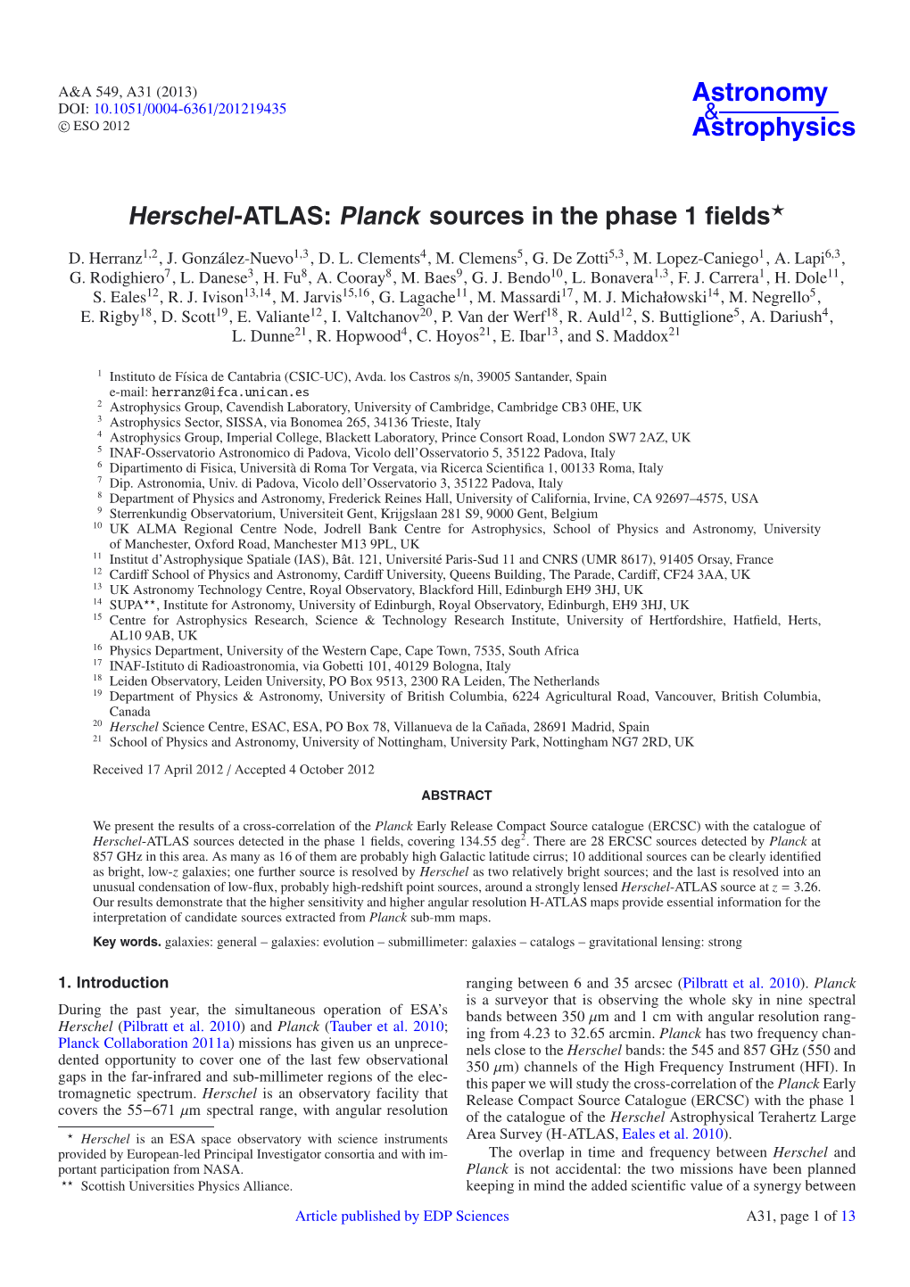 Herschel-ATLAS: Planck Sources in the Phase 1 ﬁelds