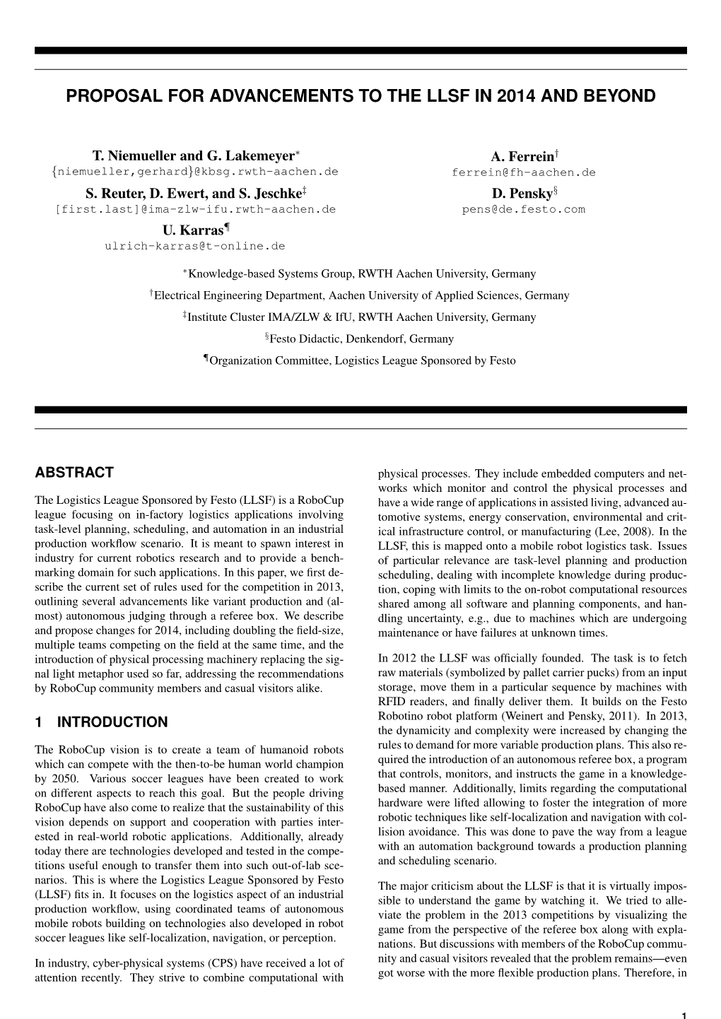 Proposal for Advancements to the Llsf in 2014 and Beyond