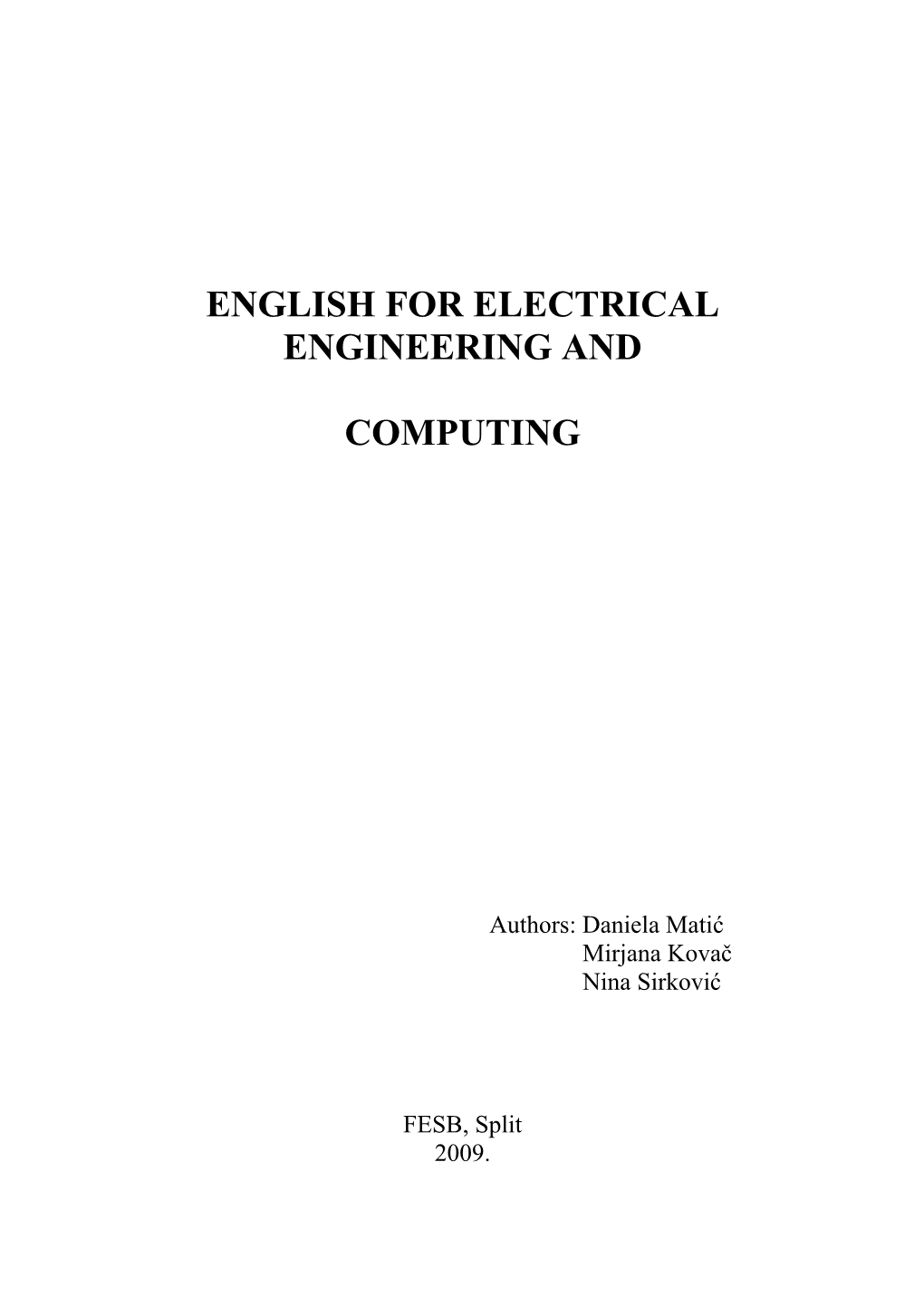 English for Electrical Engineering And