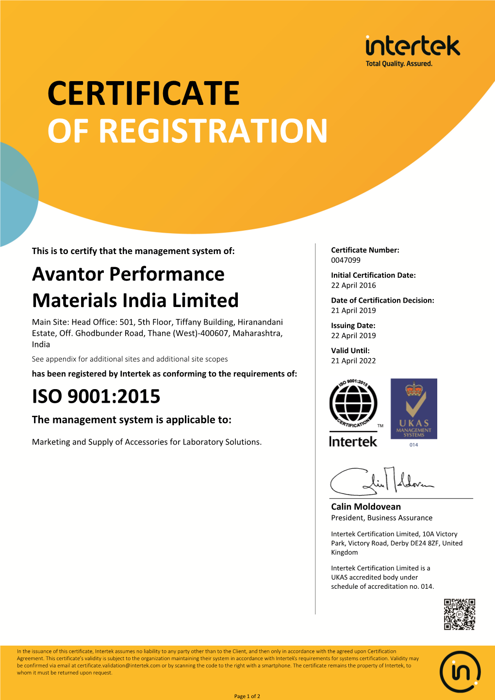 Avantor Performance Materials India Limited