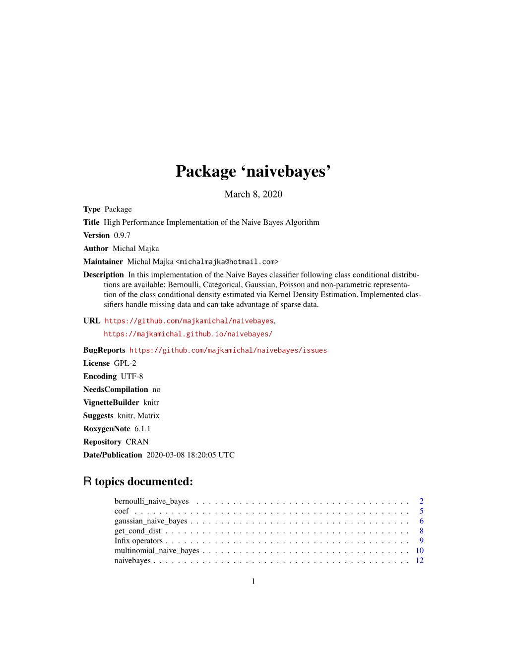 Package 'Naivebayes'