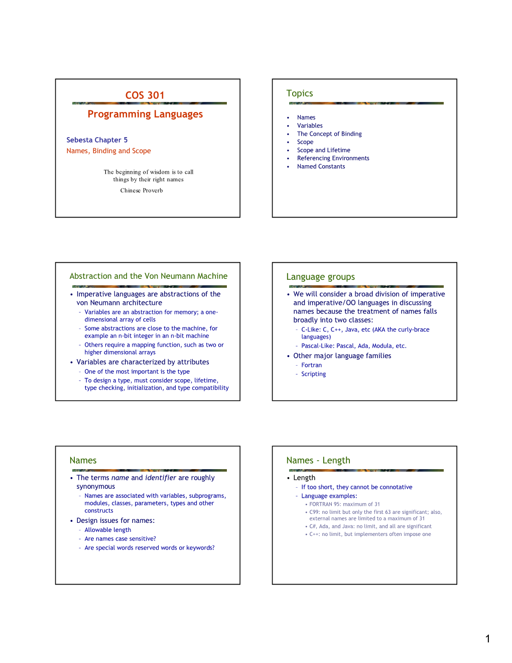 COS 301 Programming Languages