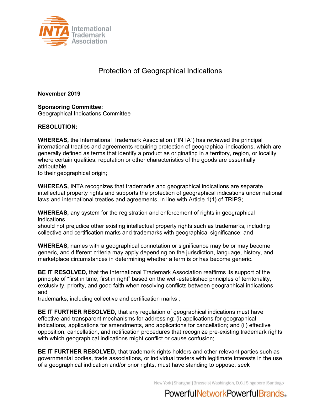 Protection of Geographical Indications