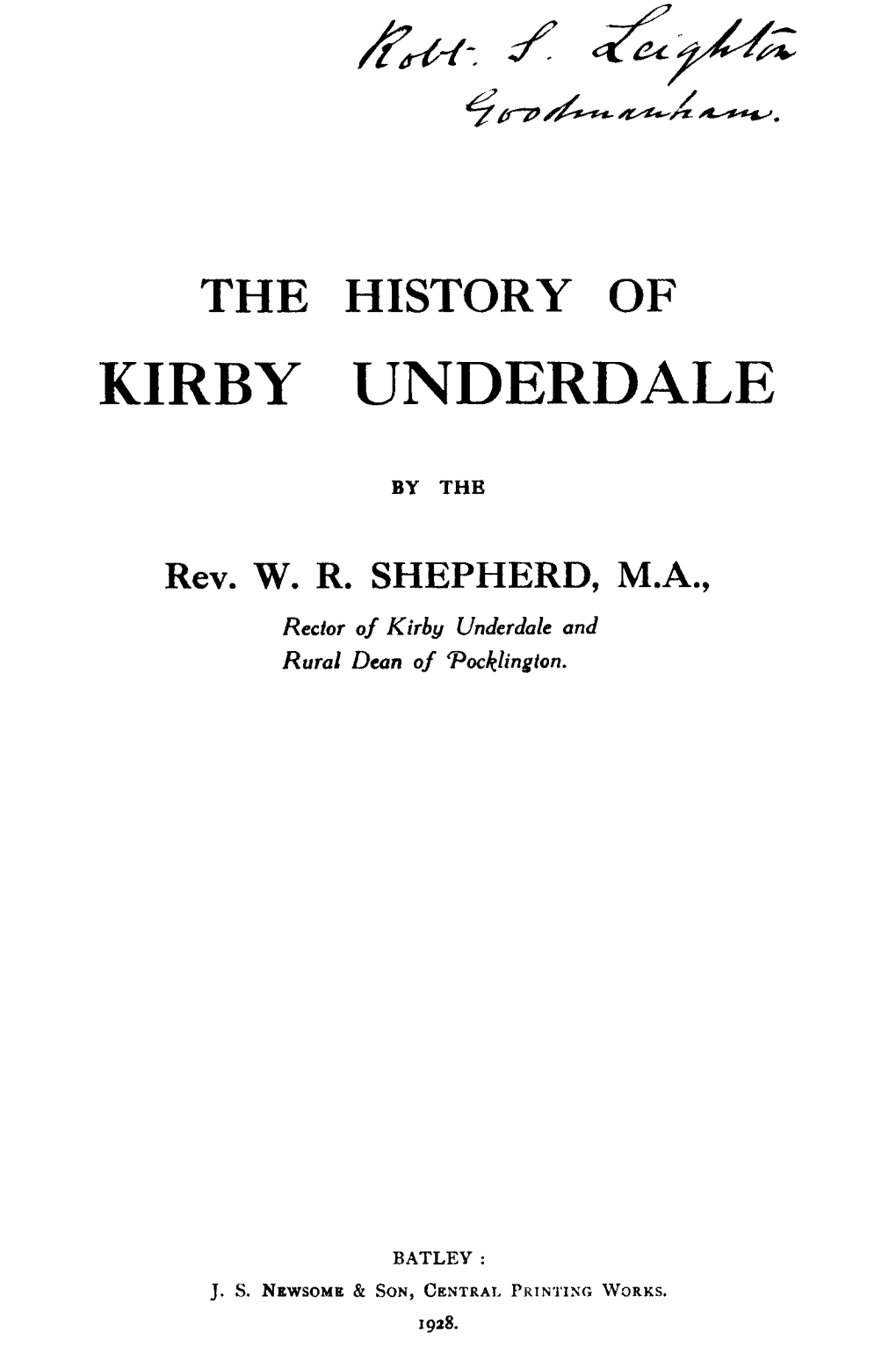 The History of Kirby Underdale
