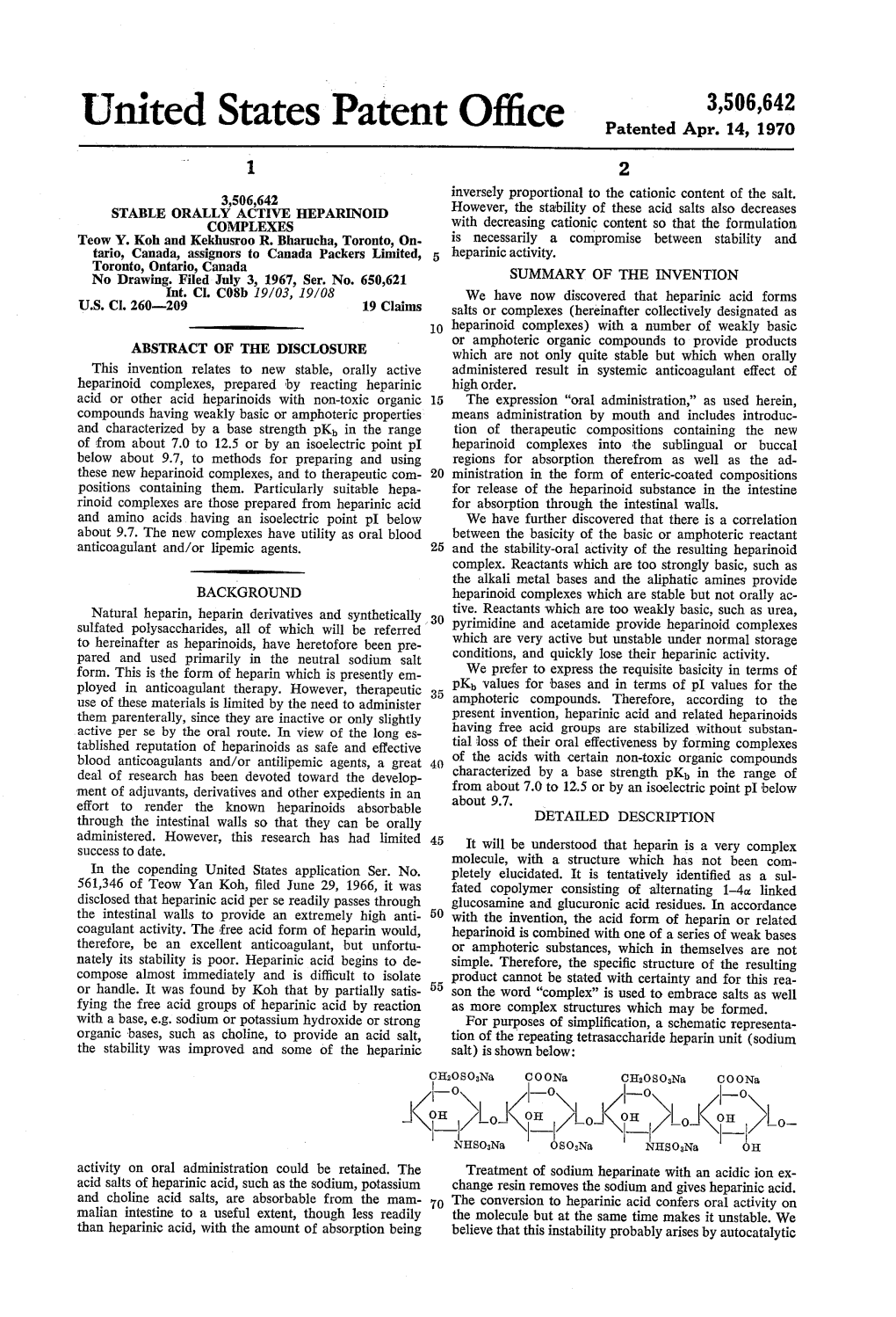 United States Patent Office 3,506,642