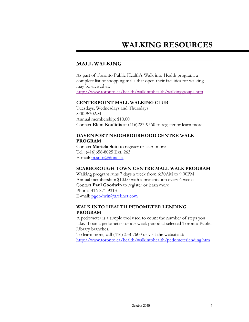 Walking Resources