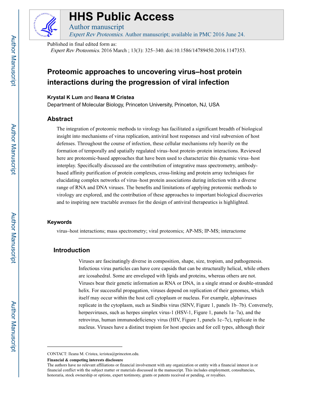 Proteomic Approaches to Uncovering Virus–Host Protein Interactions During the Progression of Viral Infection