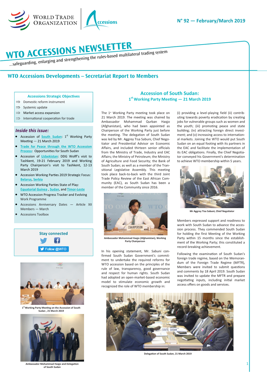 February/March 2019 Accession of South Sudan