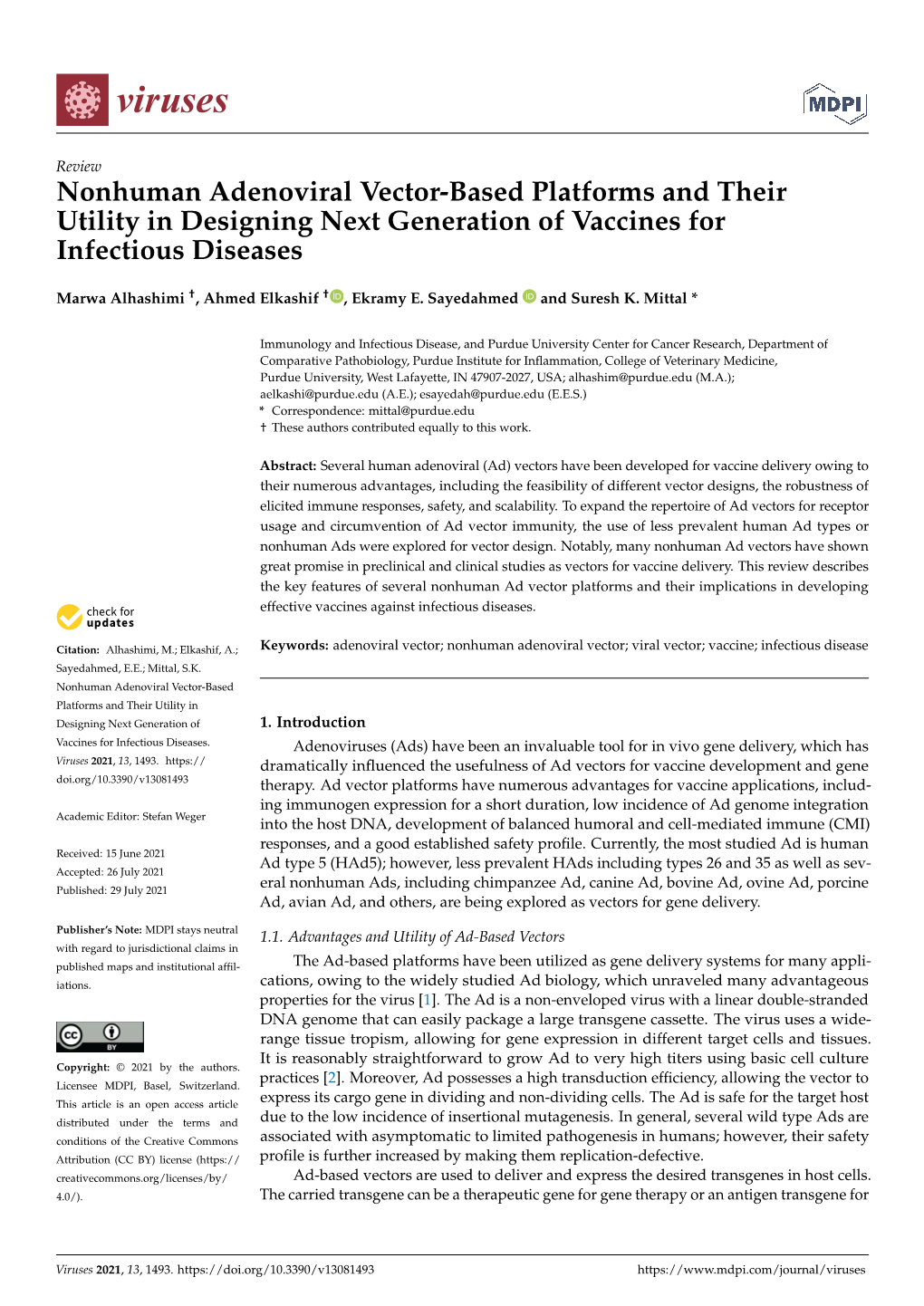 Nonhuman Adenoviral Vector-Based Platforms and Their Utility in Designing Next Generation of Vaccines for Infectious Diseases