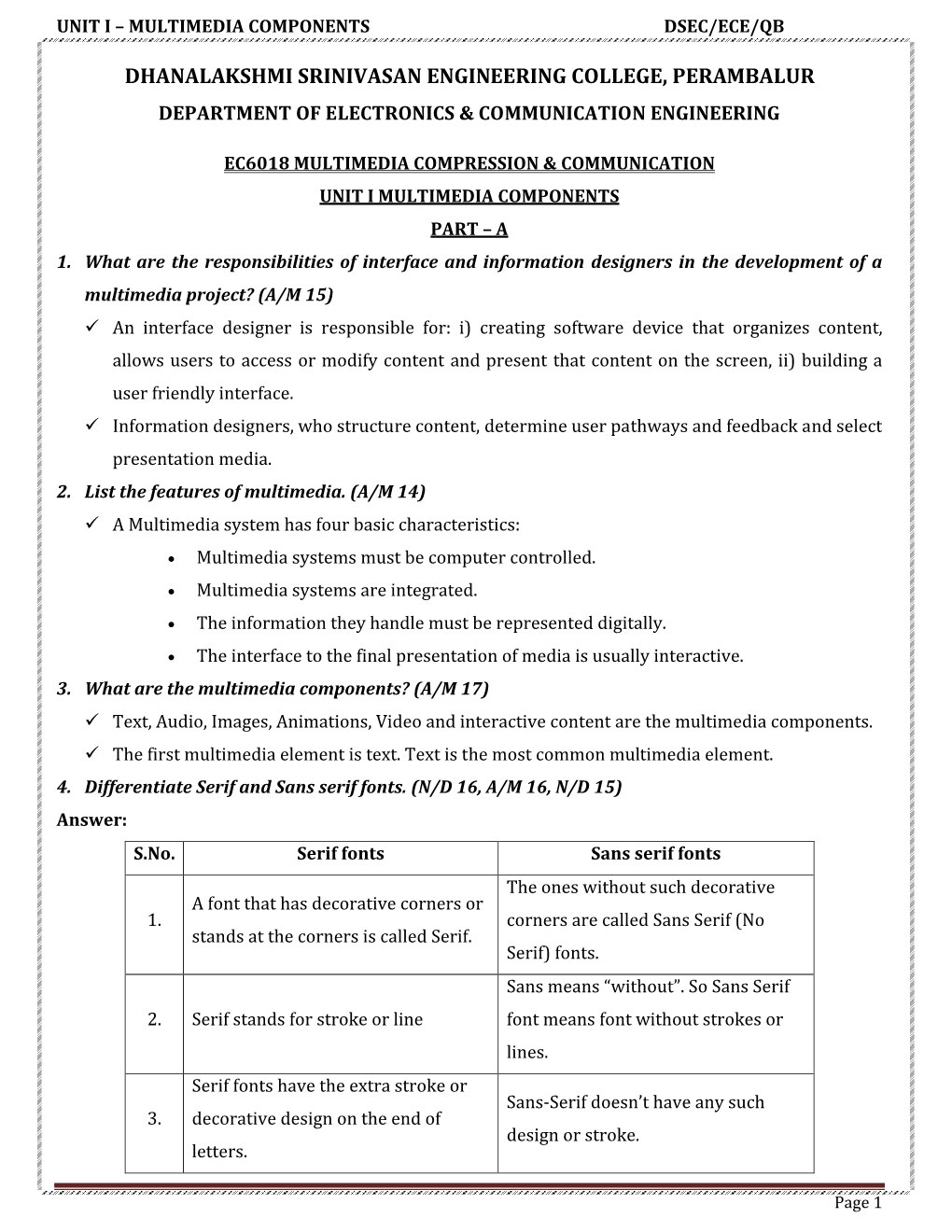 Multimedia Compression and Communication