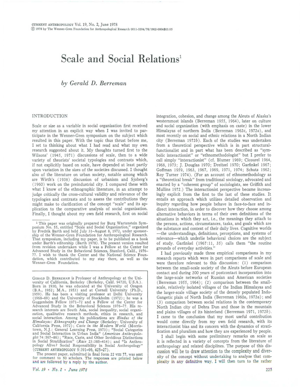 Scale and Social Relationsl
