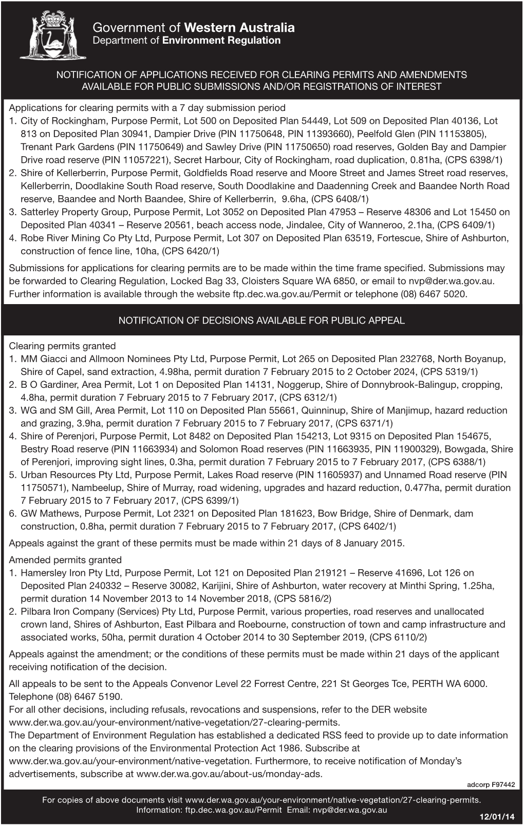 Government of Western Australia Department of Environment Regulation