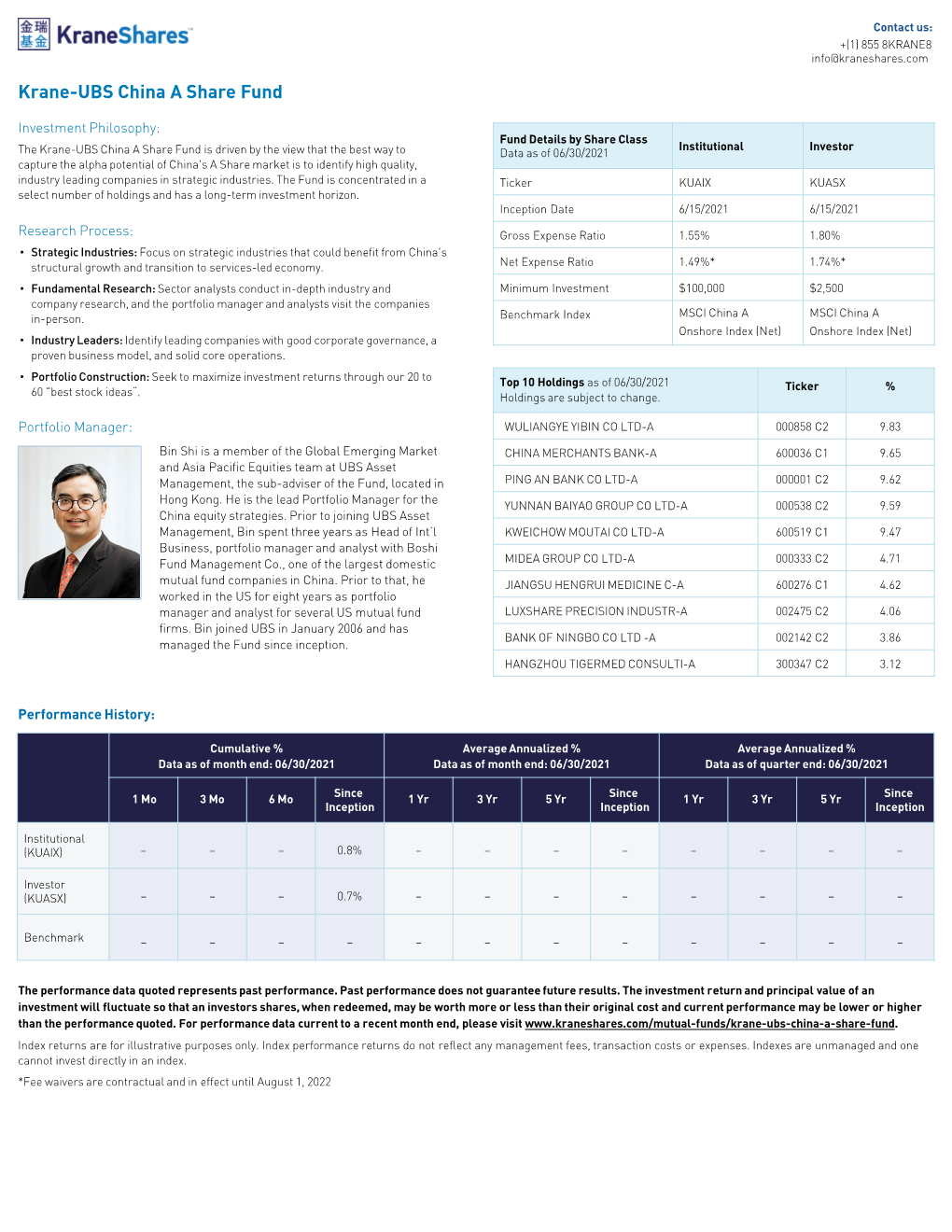 Krane-UBS China a Share Fund