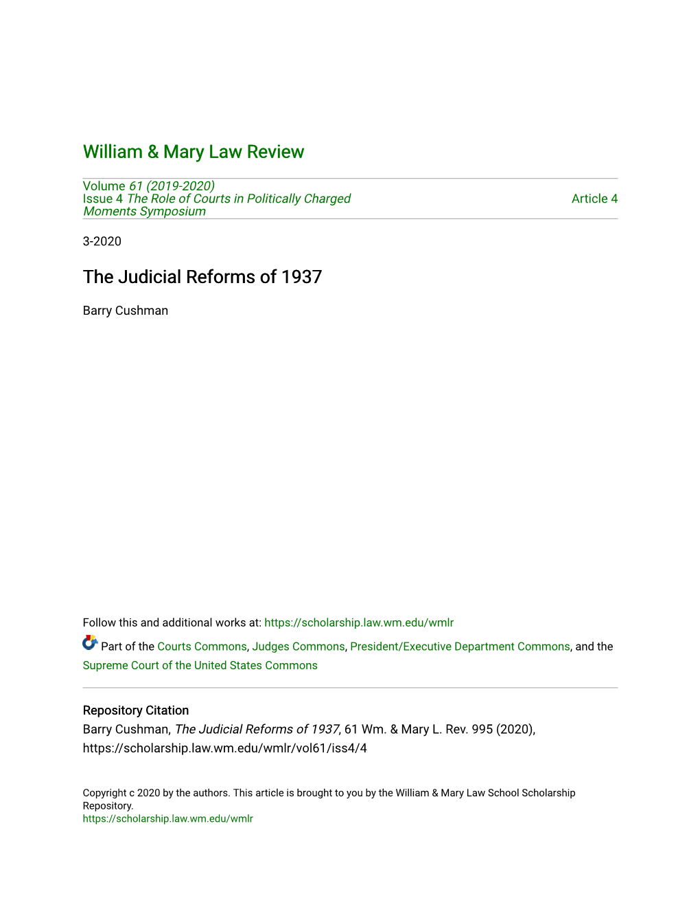 The Judicial Reforms of 1937