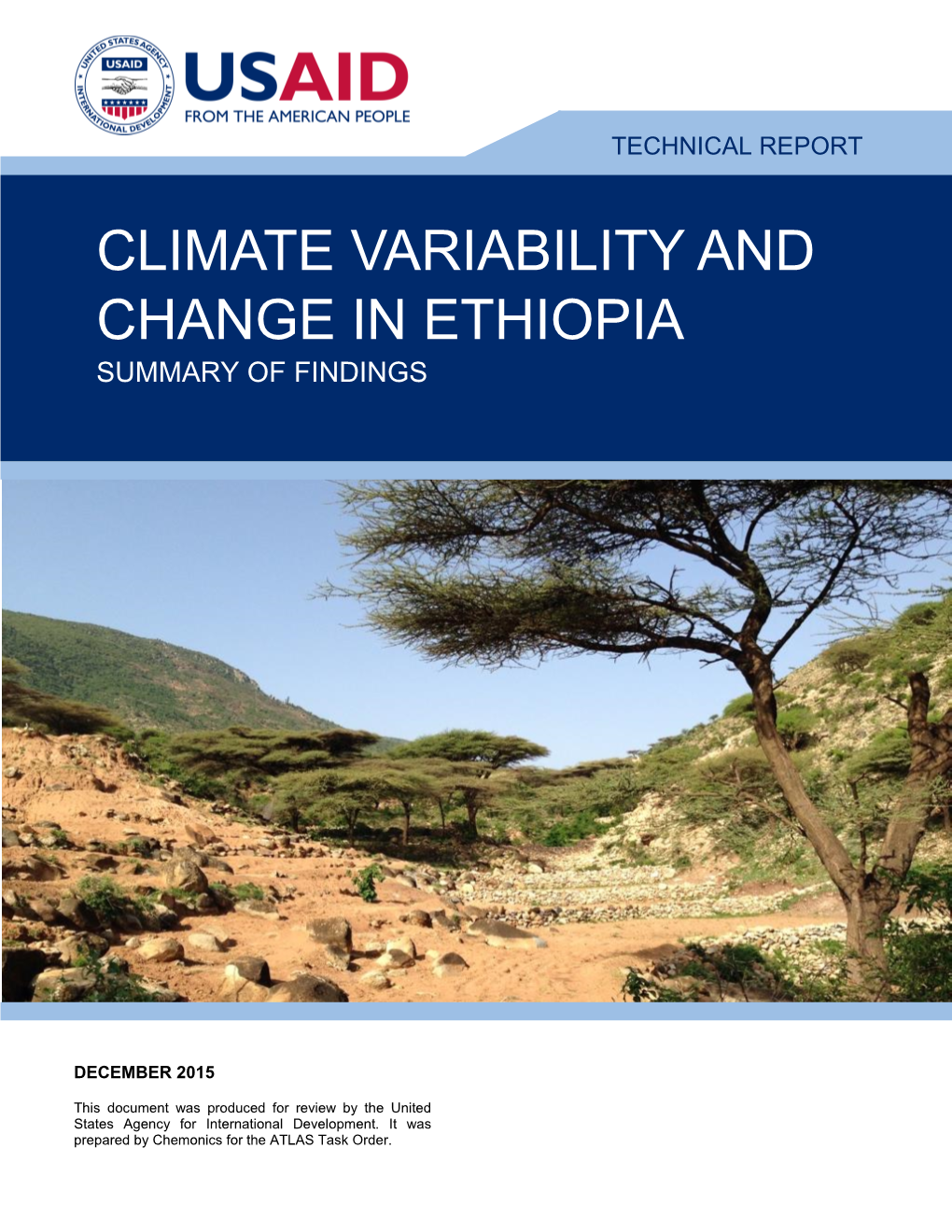 Climate Variability and Change in Ethiopia Summary of Findings