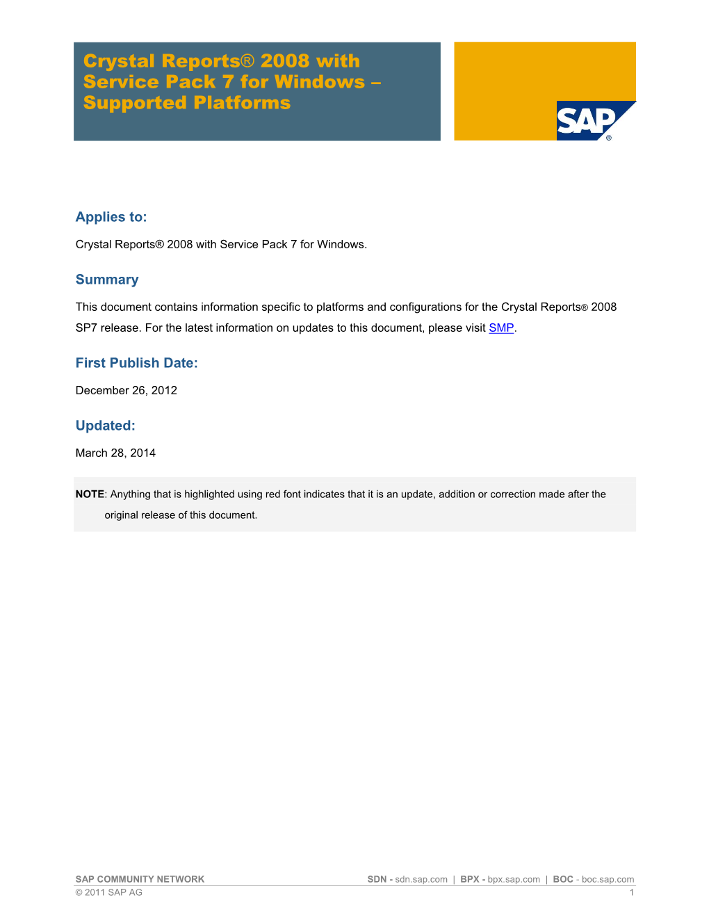 SAP Crystal Reports 2008 SP7 for Windows