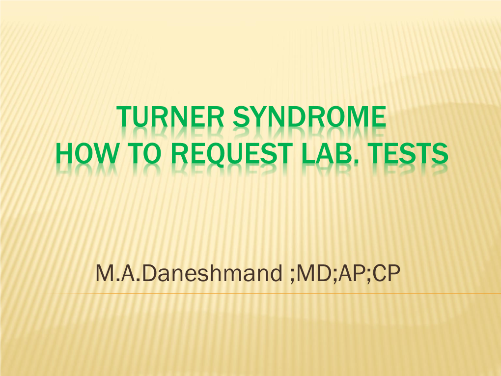 Laboratory Diagnosis of Turner Syndrome