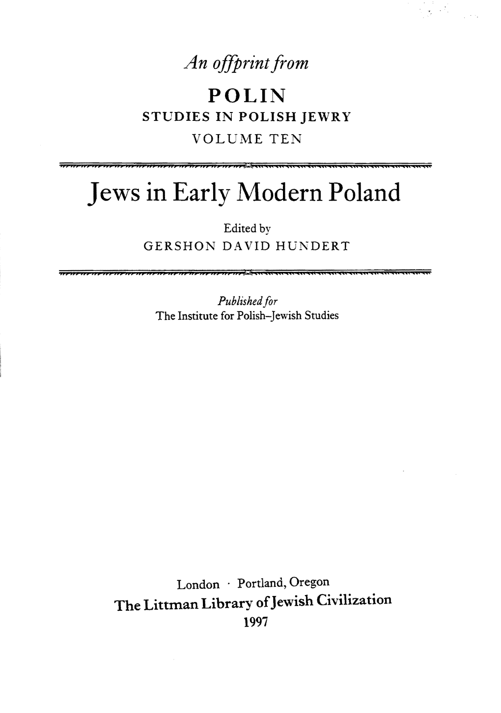 Jews in Early Modern Poland