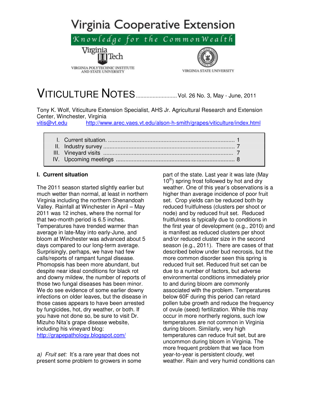 Viticulture Notes May-June 2011