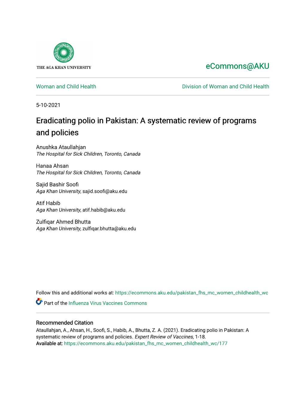 Eradicating Polio in Pakistan: a Systematic Review of Programs and Policies