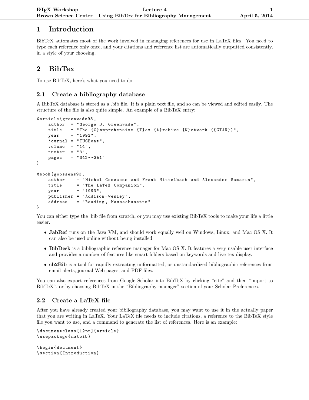 1 Introduction 2 Bibtex