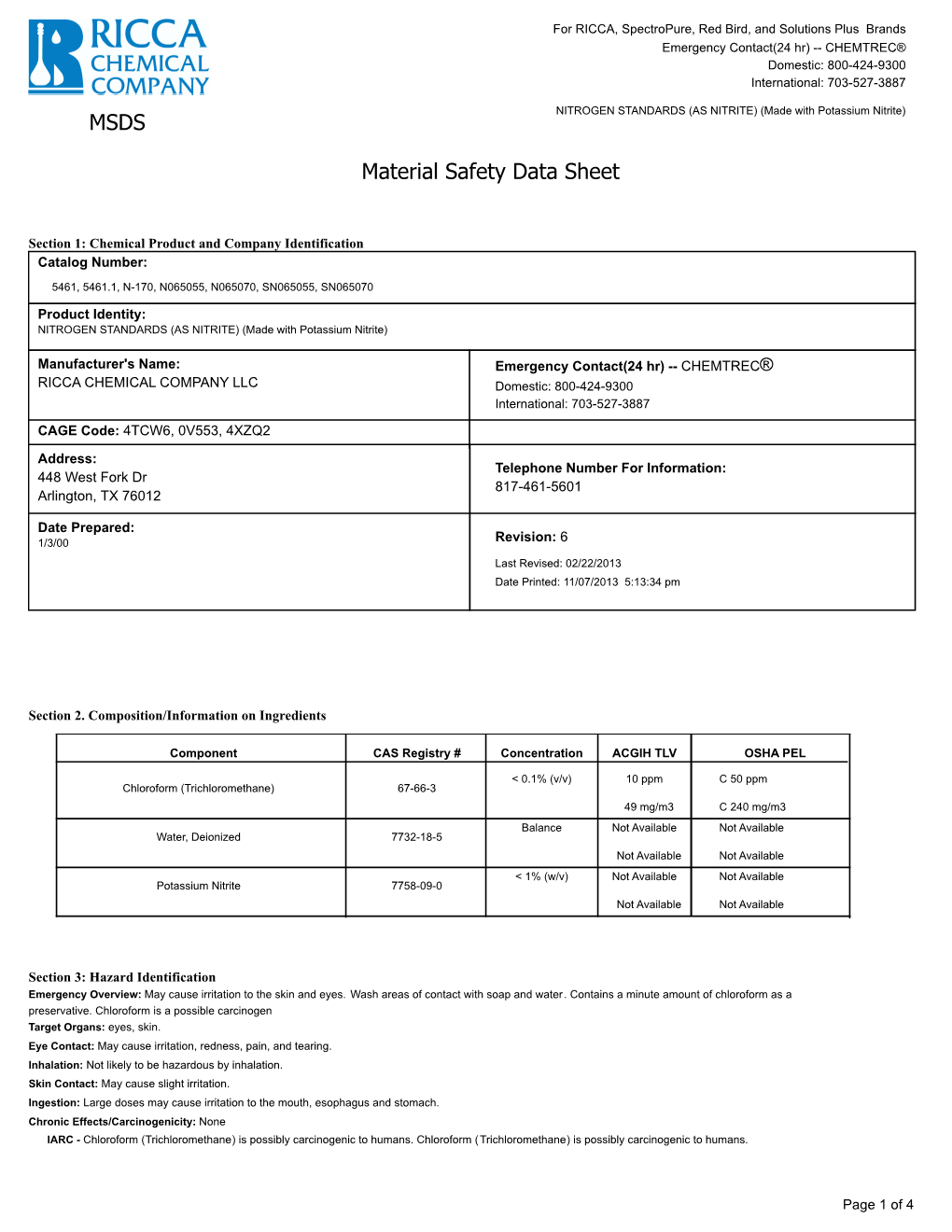 MSDS Material Safety Data Sheet