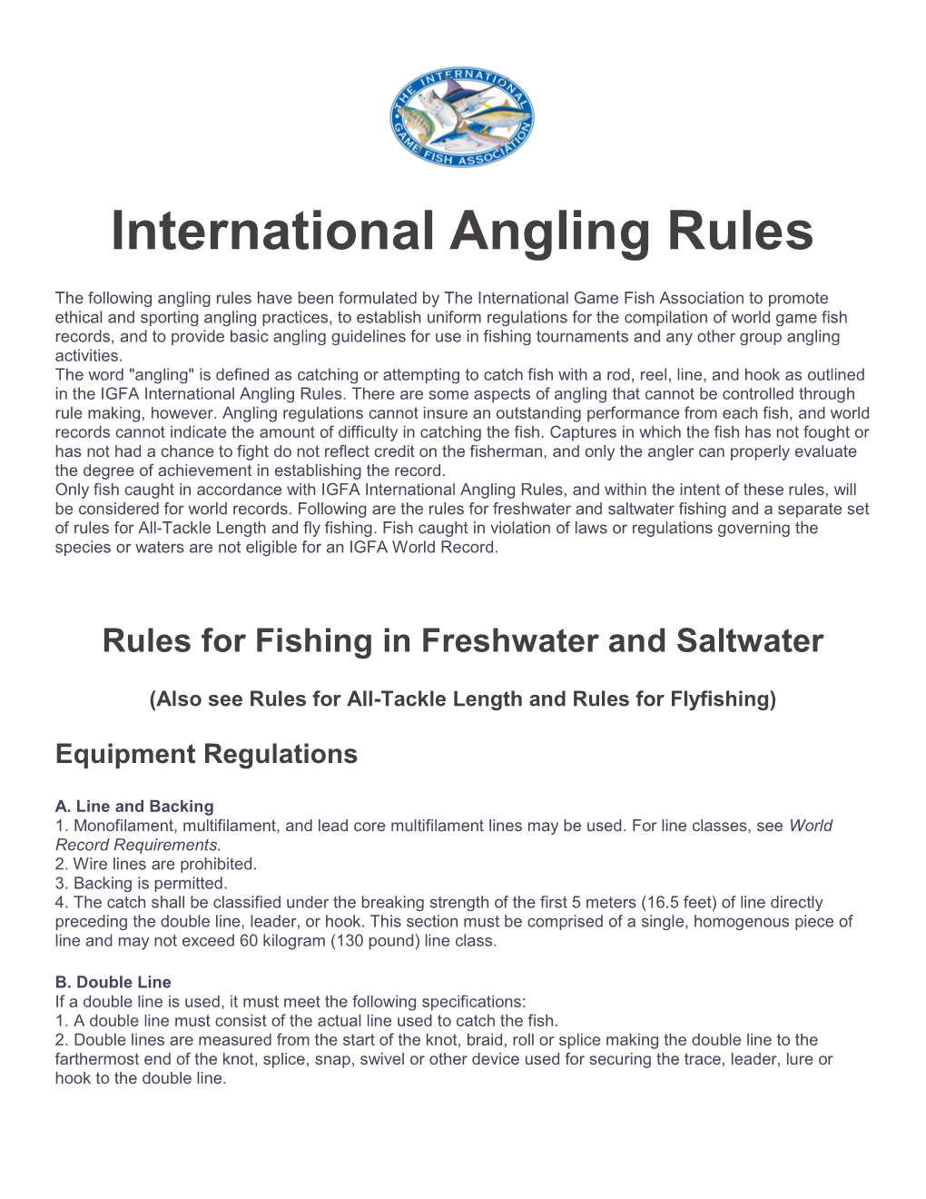 IGFA International Angling Rules