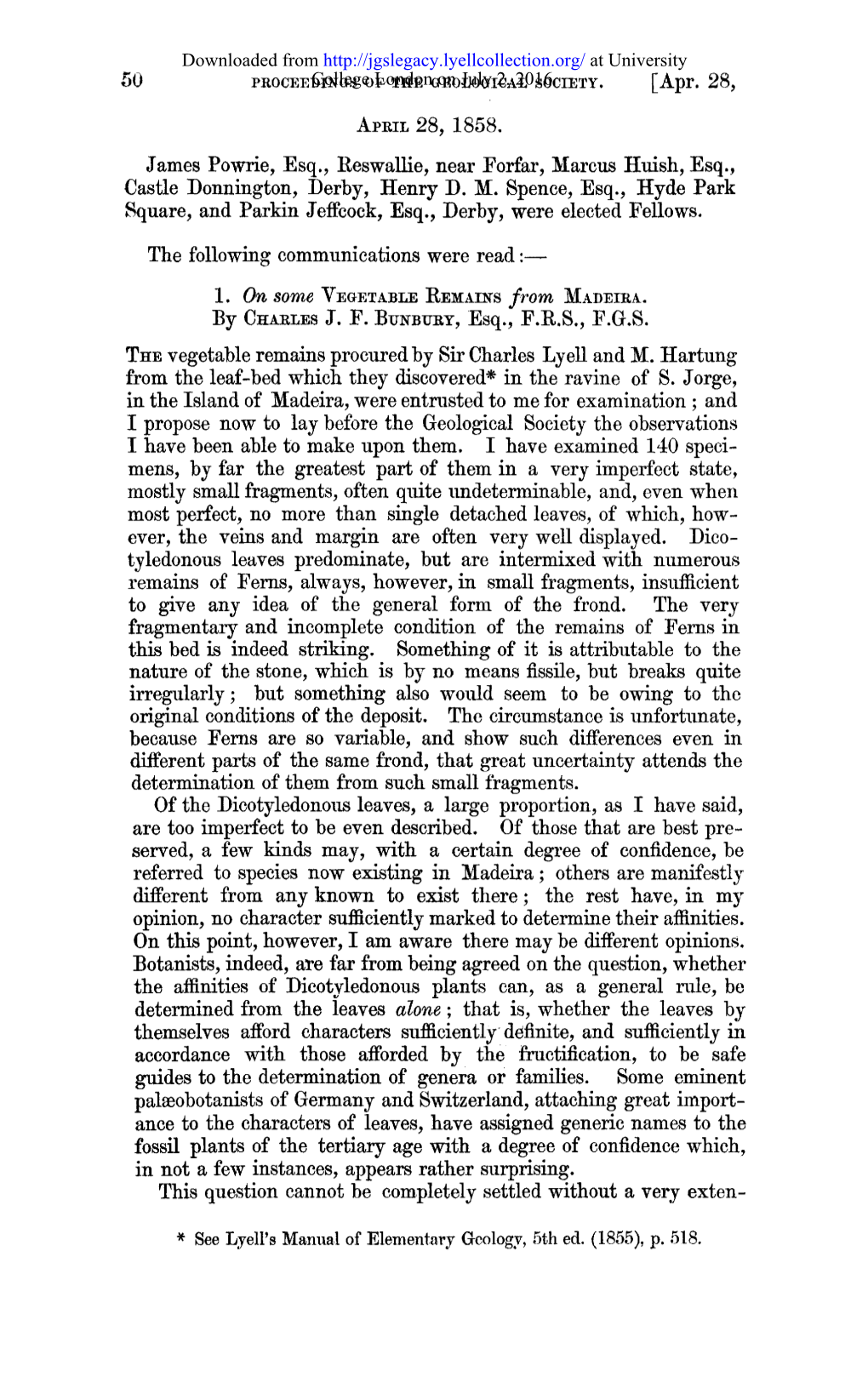 Eapr. 28, Apl~In 28, 1858. James Powrie, Esq., Reswallie, Near Forfar