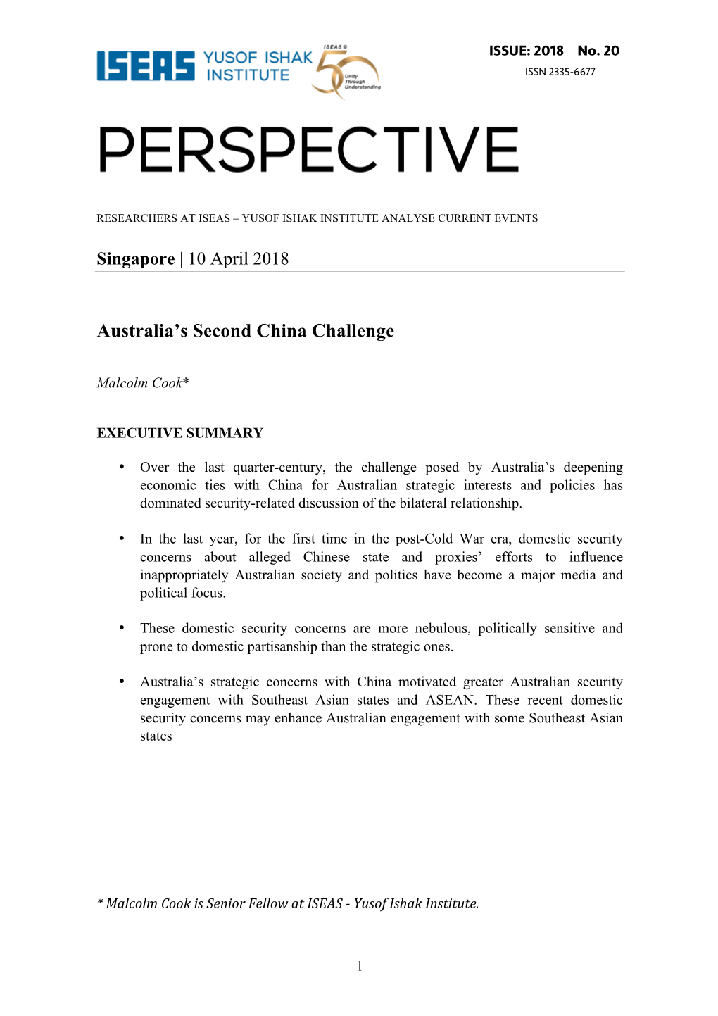 Australia's Second China Challenge