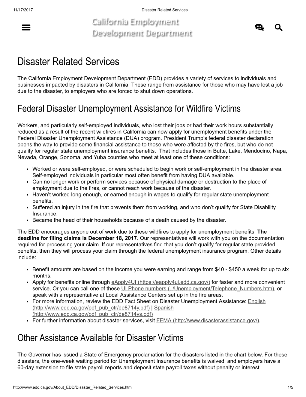 Disaster Related Services   