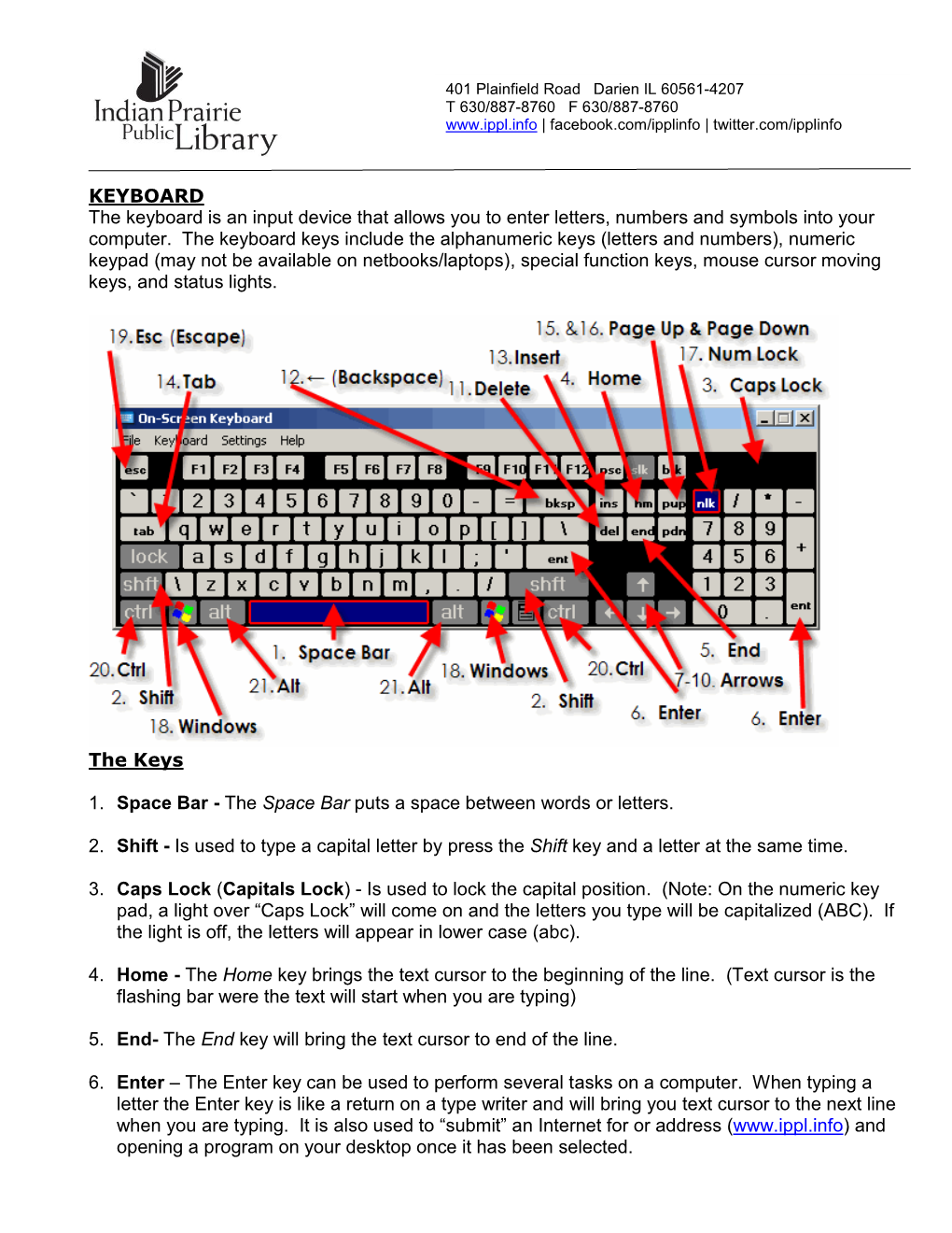 KEYBOARD the Keyboard Is an Input Device That Allows You to Enter Letters, Numbers and Symbols Into Your Computer. the Keyboard