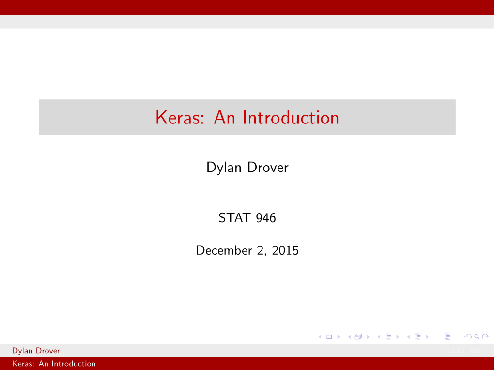 Keras: an Introduction