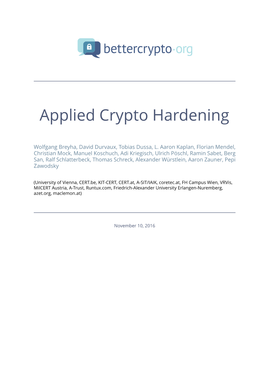 Applied Crypto Hardening