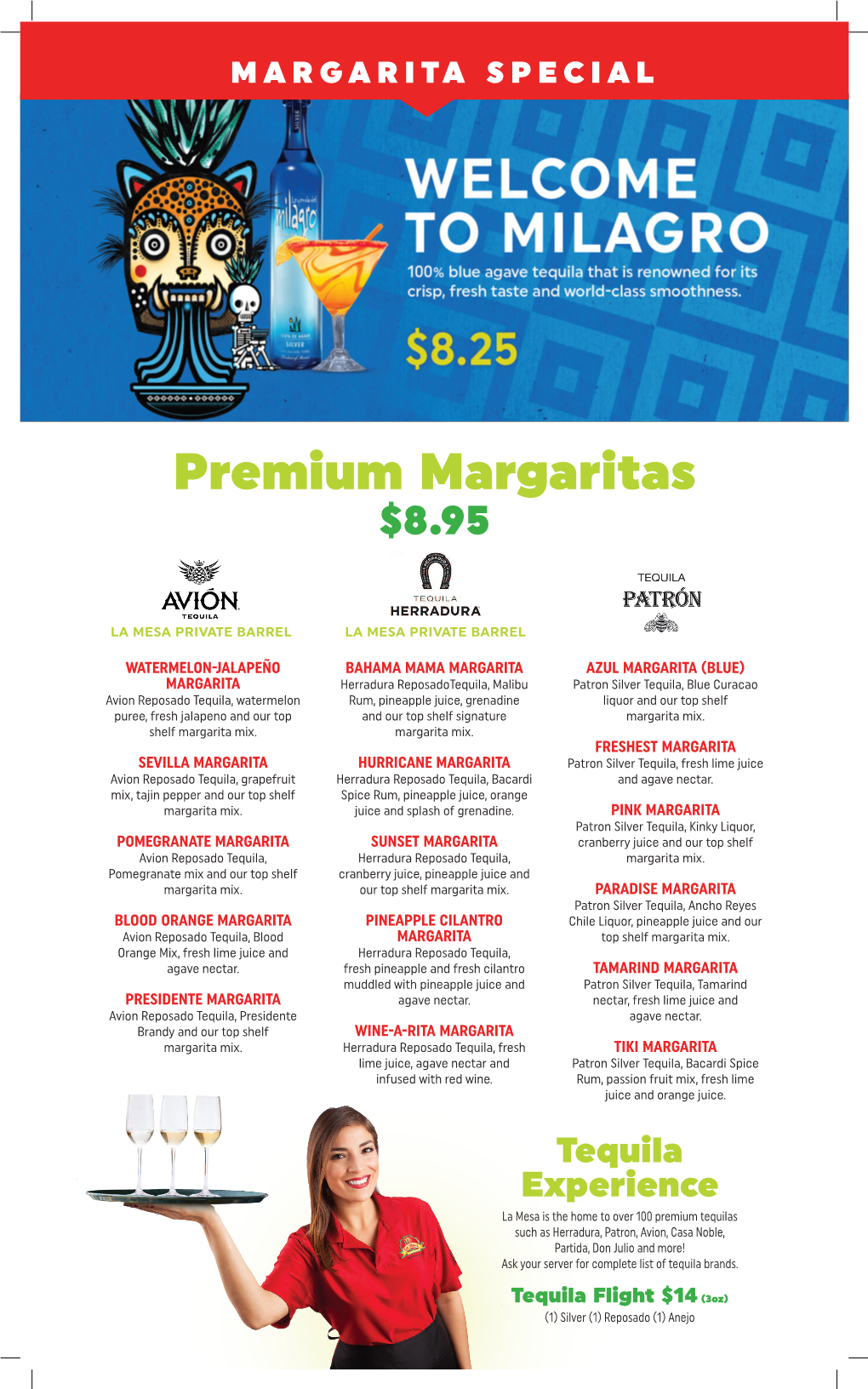 Premium Margaritas $8.95