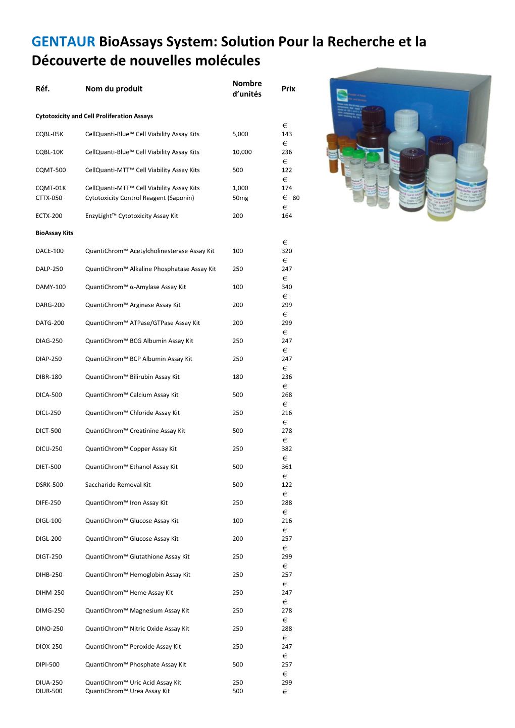 GENTAUR Bioassays System: Solution Pour La Recherche Et La Découverte De Nouvelles Molécules