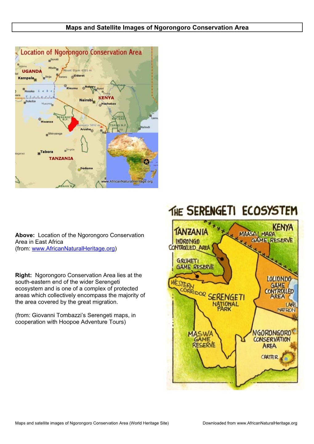 Maps and Satellite Images of Ngorongoro Conservation Area