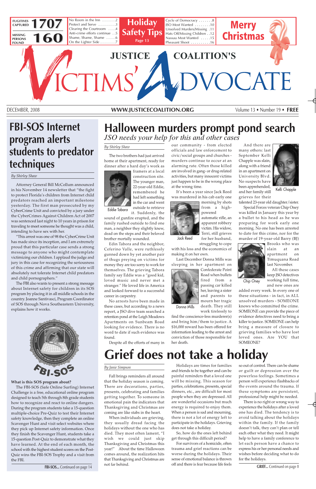 FBI-SOS Featured in the Victims' Advocate December 2008