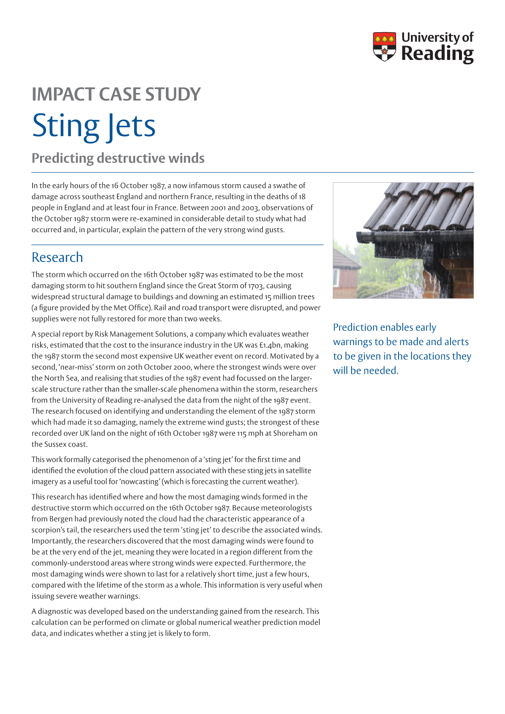 IMPACT CASE STUDY Sting Jets Predicting Destructive Winds