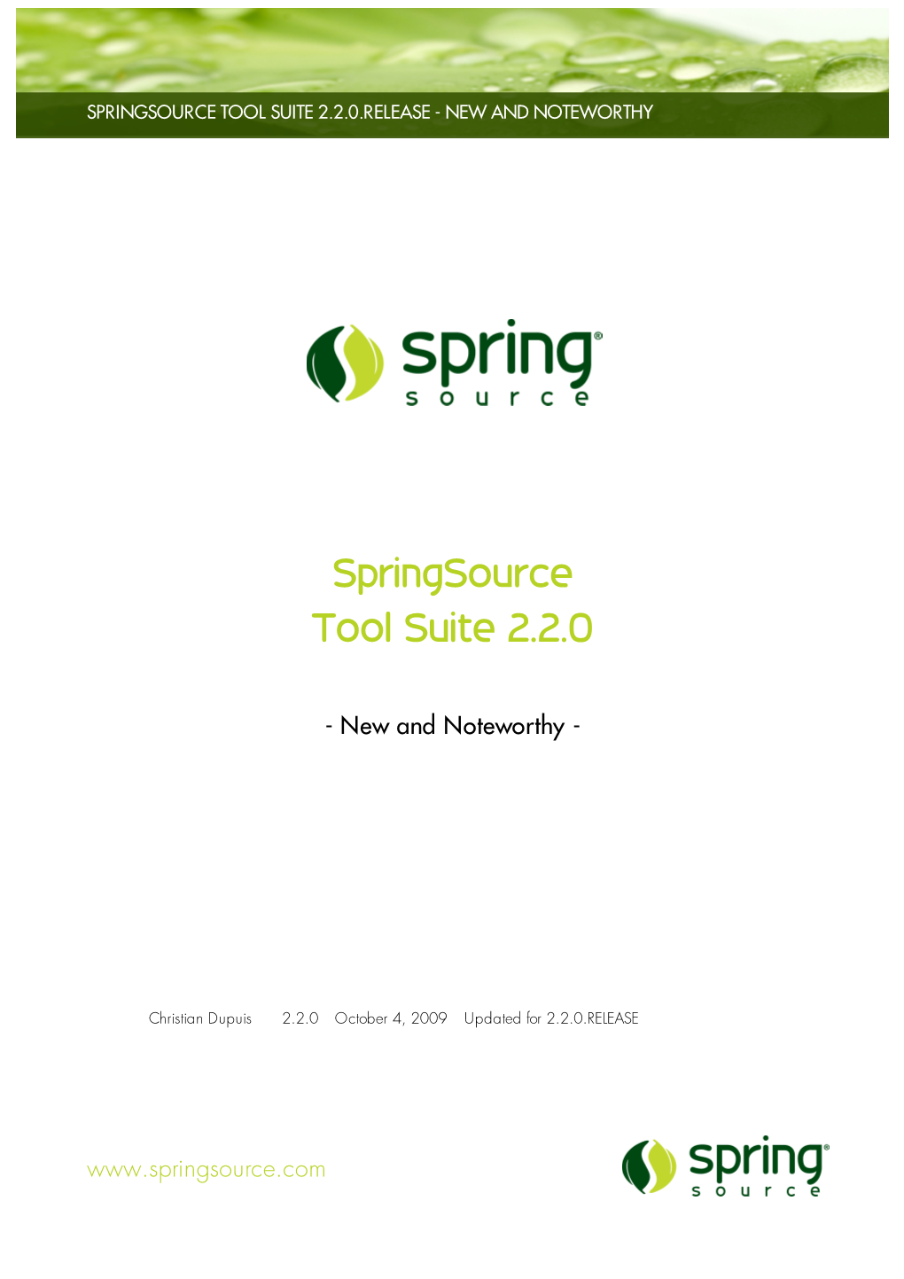 Springsource Tool Suite 2.2.0.Release - New and Noteworthy