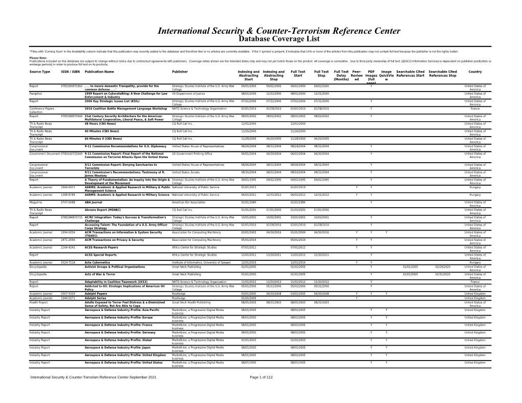 International Security & Counter-Terrorism Reference Center
