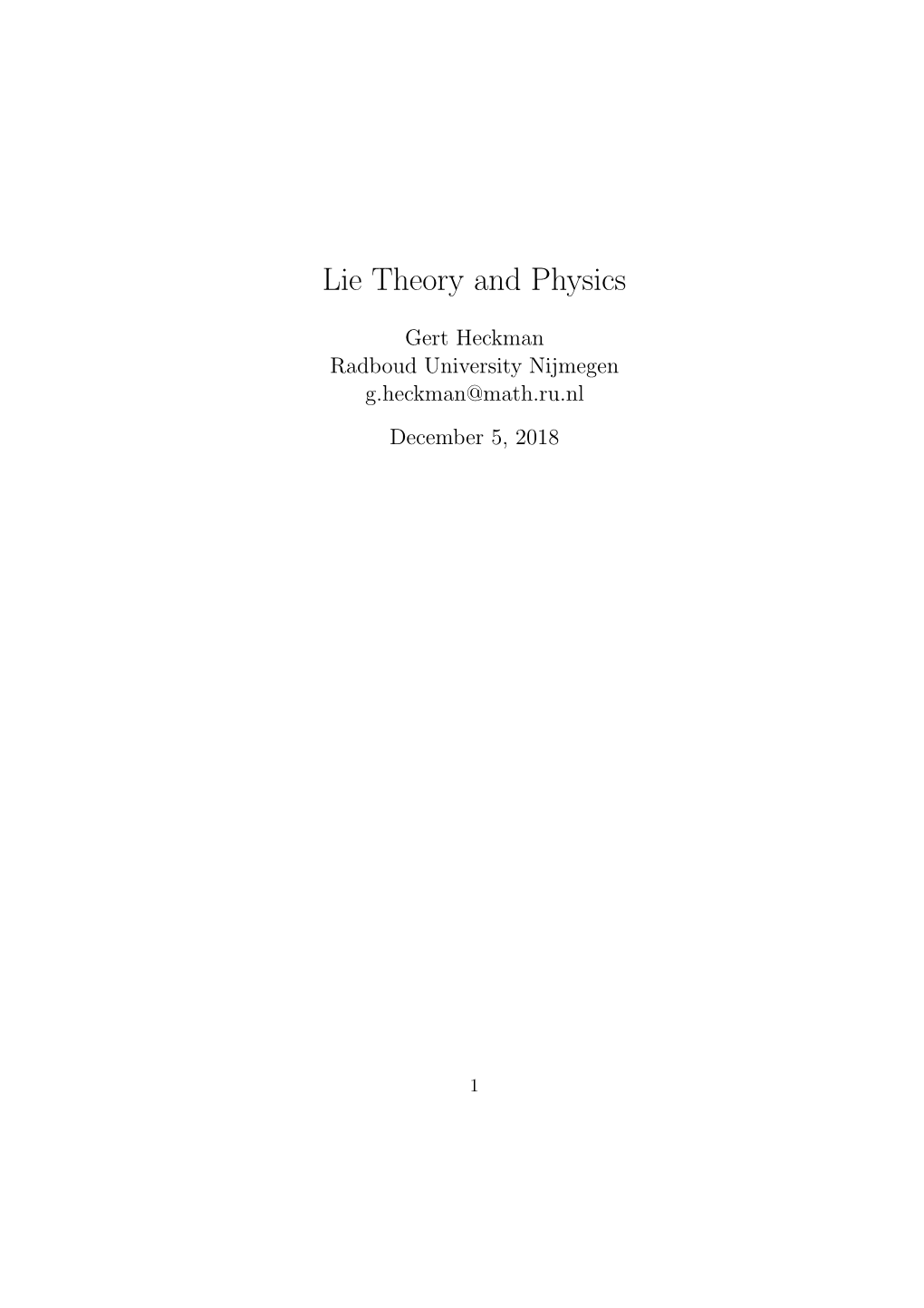 Lie Theory and Physics