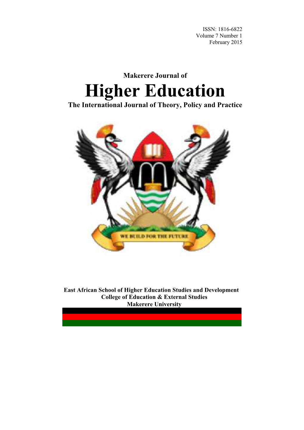 Makerere Journal of Higher Education Vol. 7 No. 1