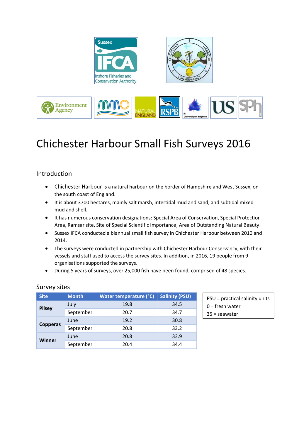 Chichester Harbour Small Fish Surveys 2016
