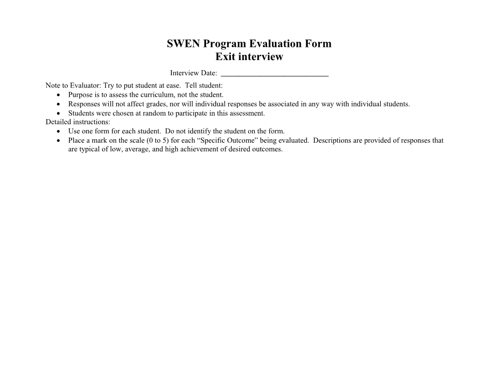 Capstone Project Evaluation Form