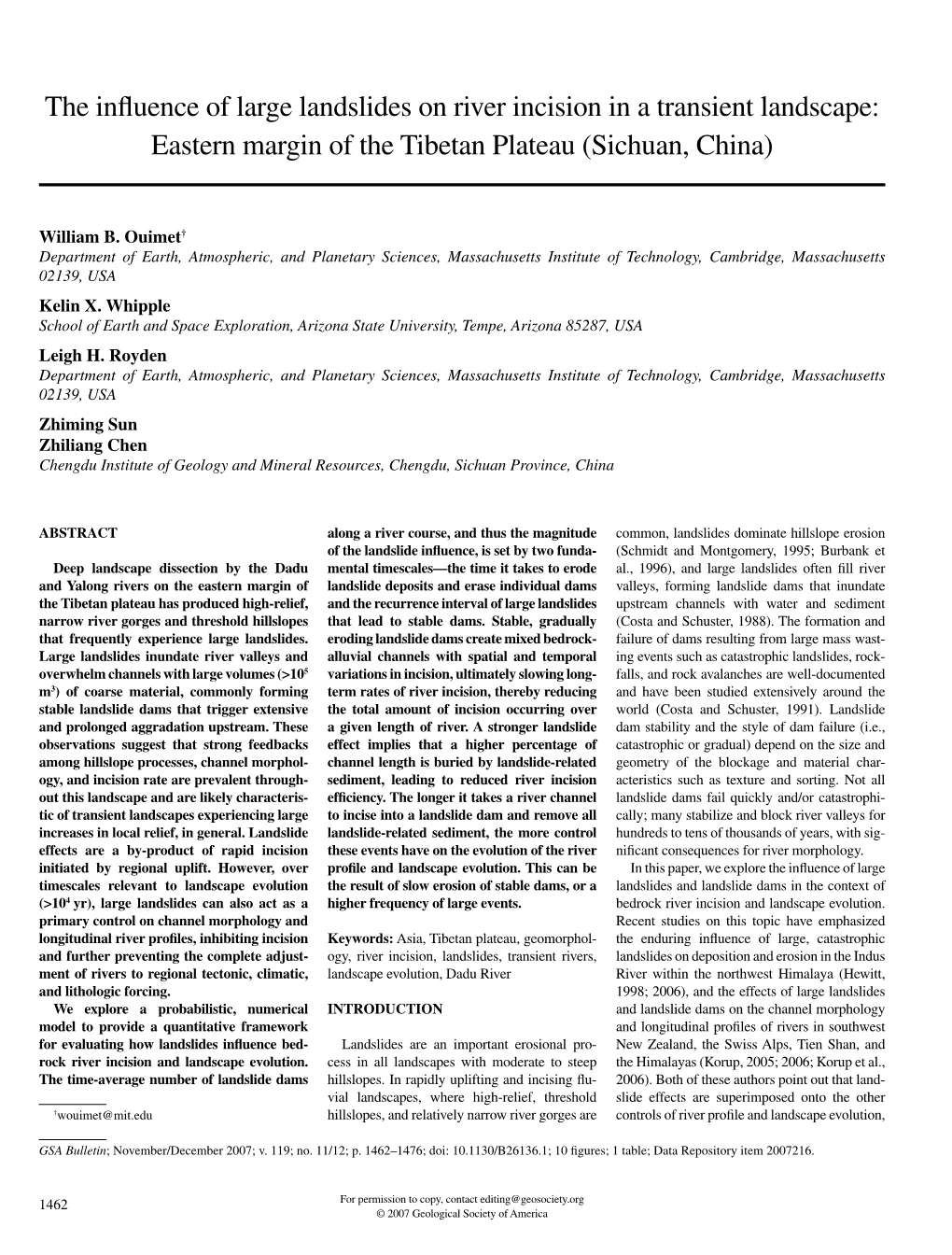 The Influence of Large Landslides on River Incision in a Transient Landscape