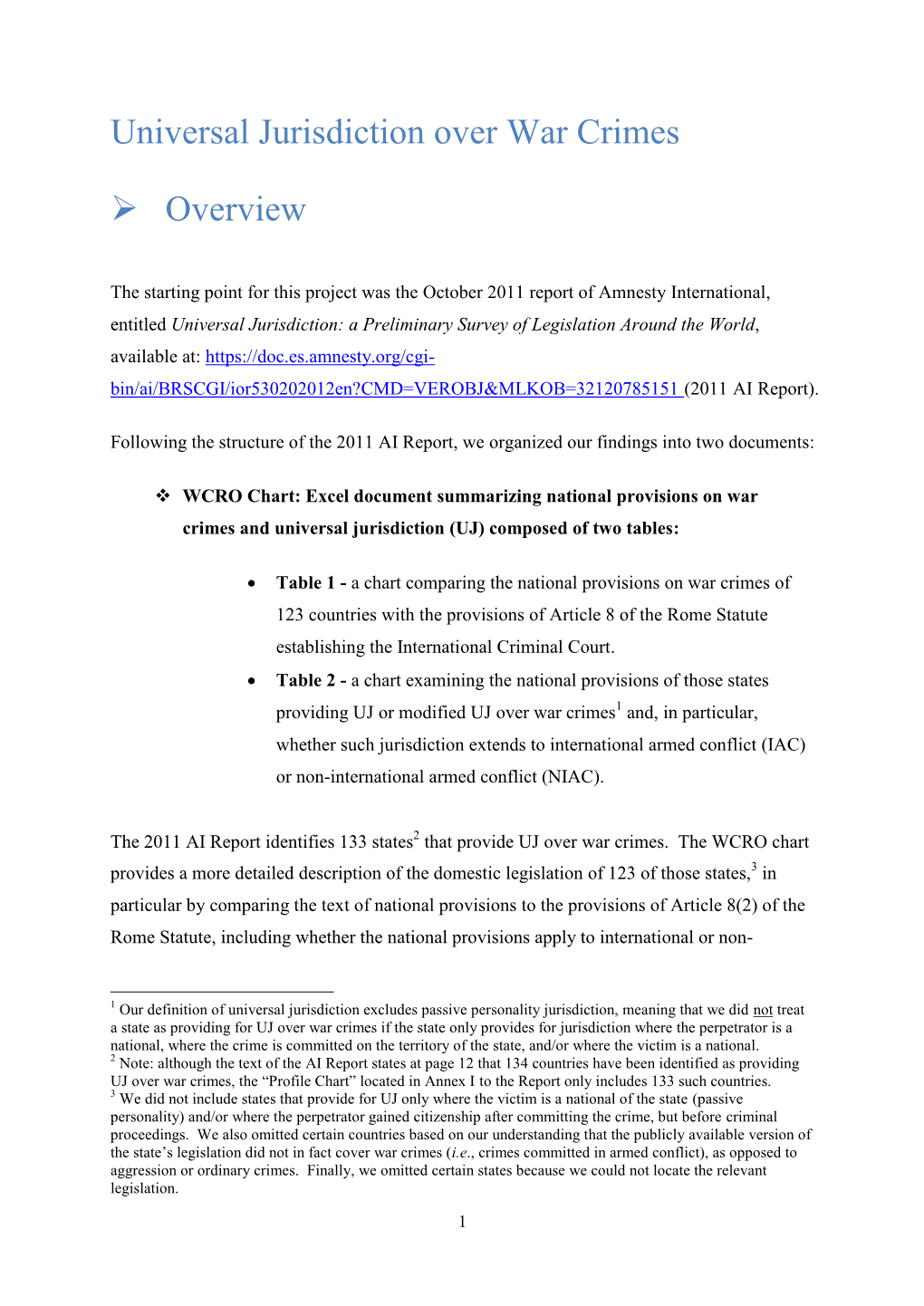 Universal Jurisdiction Over War Crimes Overview